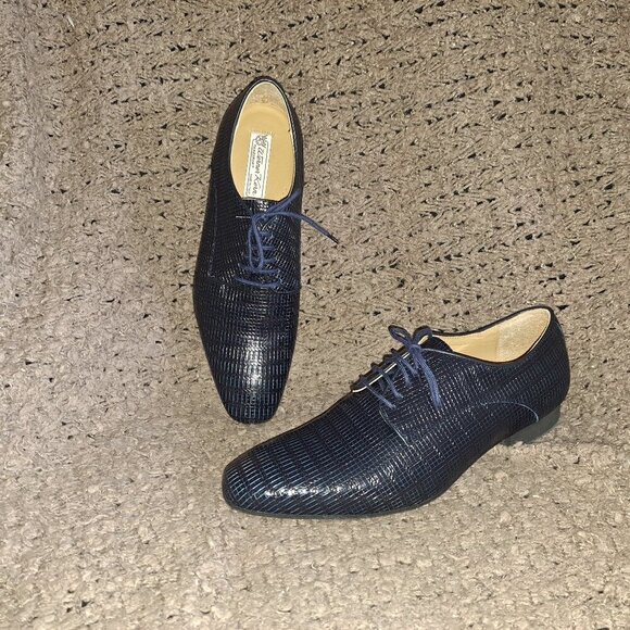 WERNER KERN-Ravenna-Blue/Black Printed Leather-Dance Shoes-Sz 7.5 UK/9 US-NWOB - Picture 1 of 8